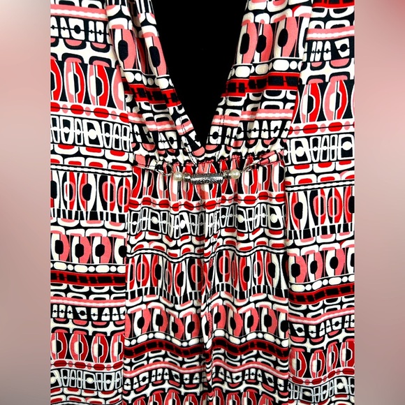 NY Collection Plus Size 1X Geometric Print Short Sleeve Blouse Top Stretchy - Picture 5 of 8